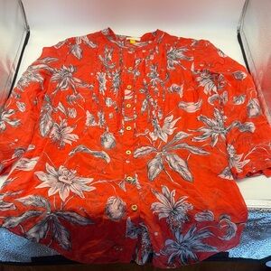 Leifsdottir Floral Button Down Shirt Top 4